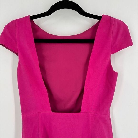 Tibi Womens Silk Lined Short Cap Sleeves Open Back Mini Sheath Dress Pink Size 2 - Picture 8 of 11